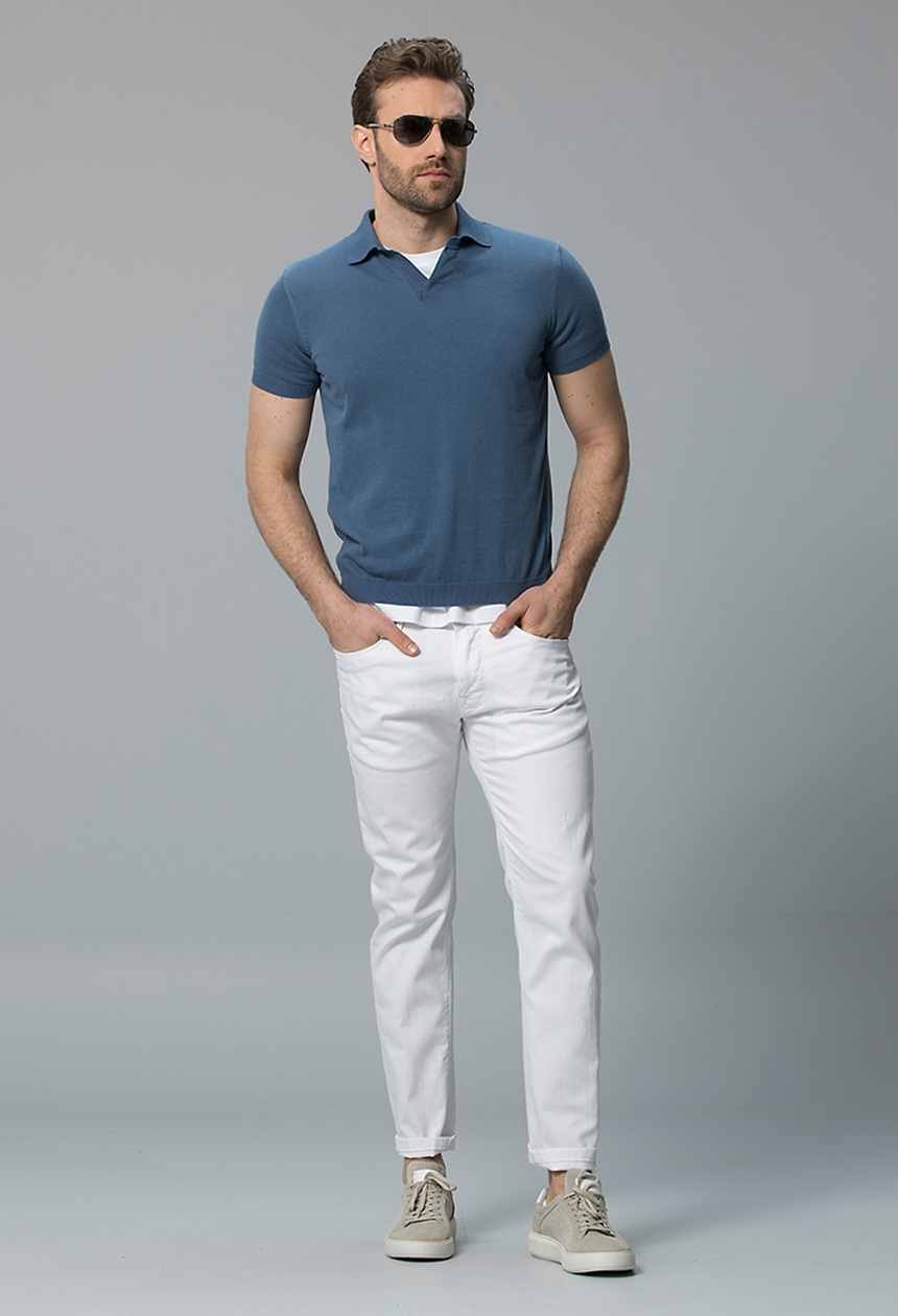 Markl Spor 5 Cep Erkek Pantolon Slim Fit Beyaz