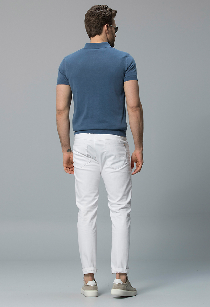 Markl Spor 5 Cep Erkek Pantolon Slim Fit Beyaz