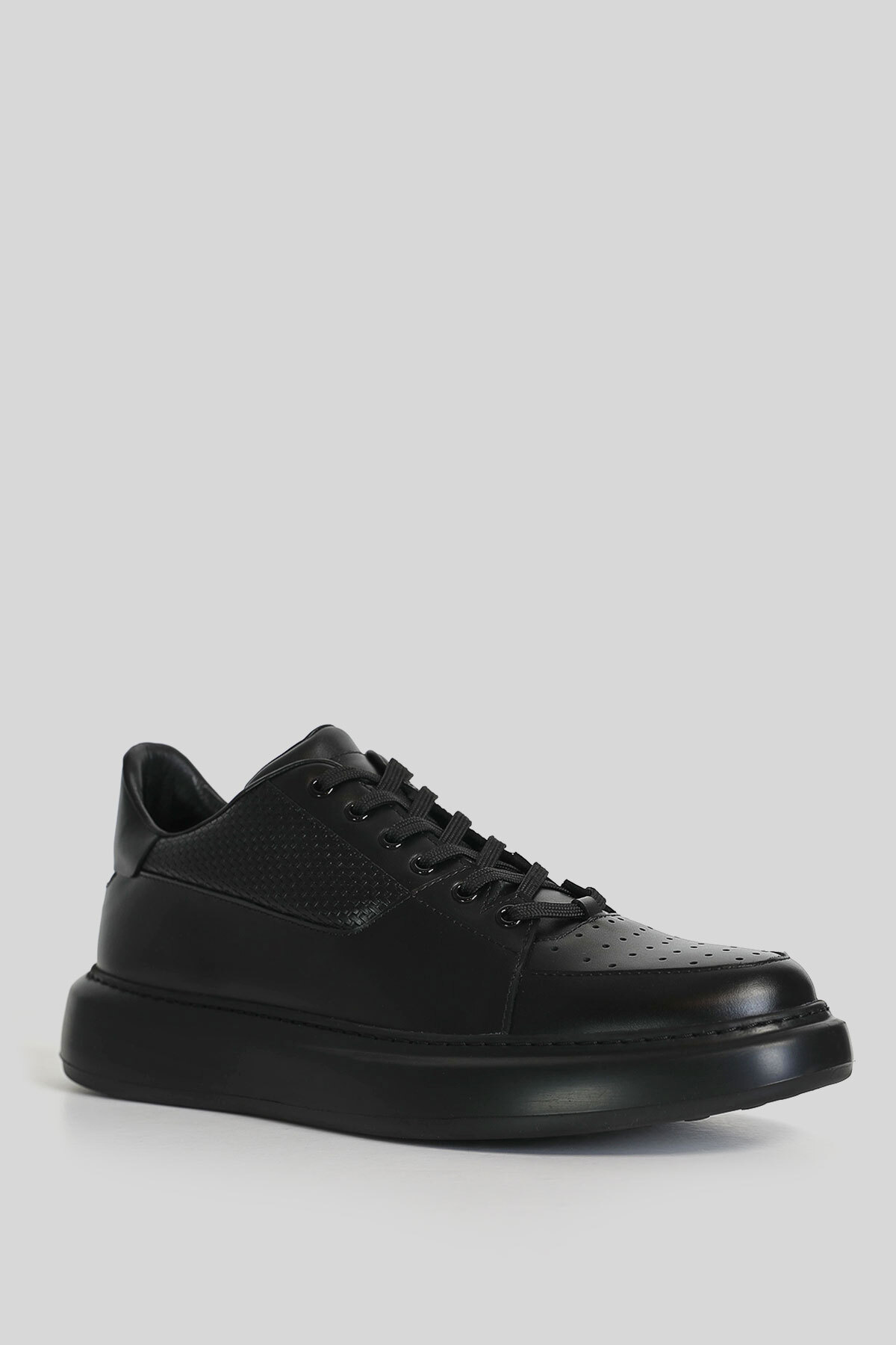 Perfetto Erkek Deri Sneaker Ayakkabı Siyah